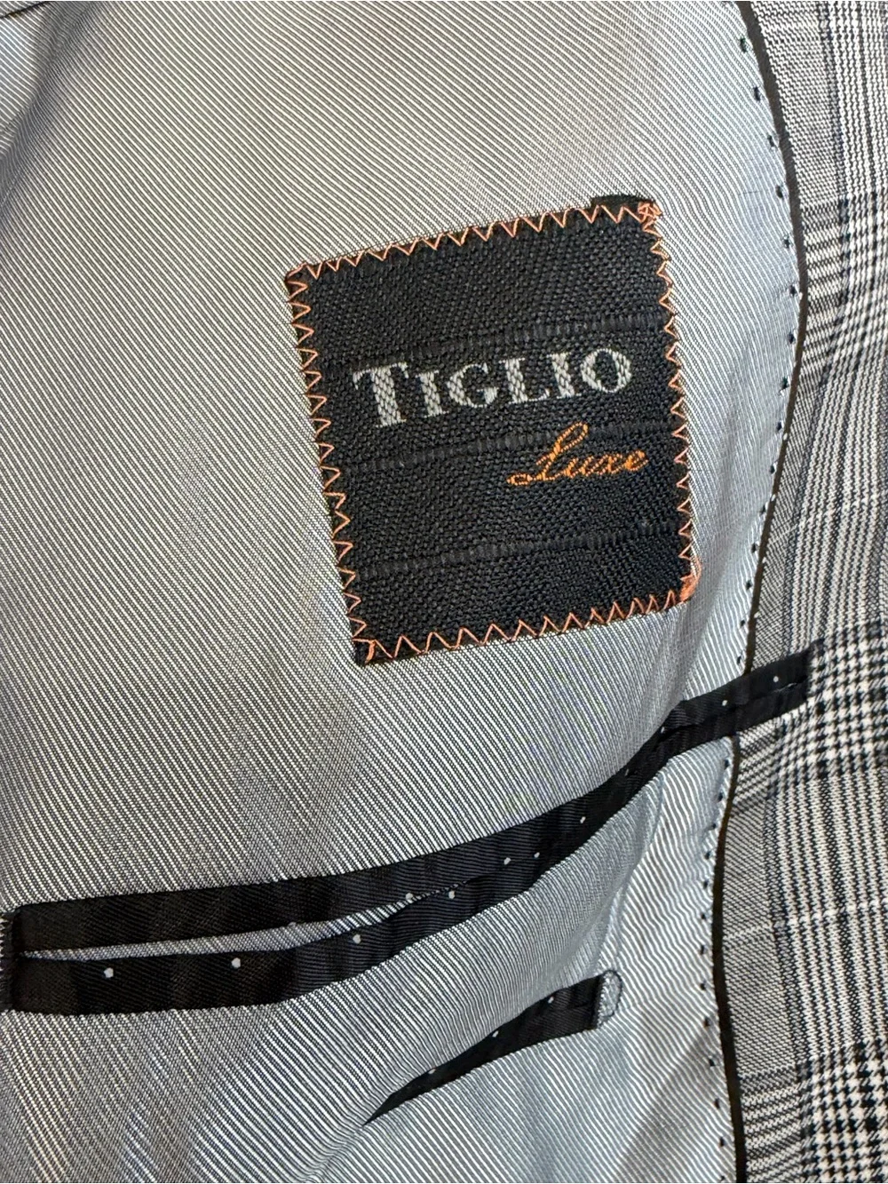 Tiglio Luxe Gray Glen Plaid Blazer Sport Coat Super 150s Wool Biella Italy 38S